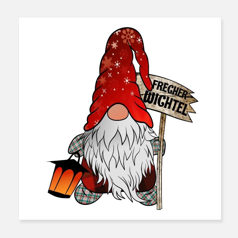 Gnome de Noël effronté Gnome Poster 20 x 20 cm