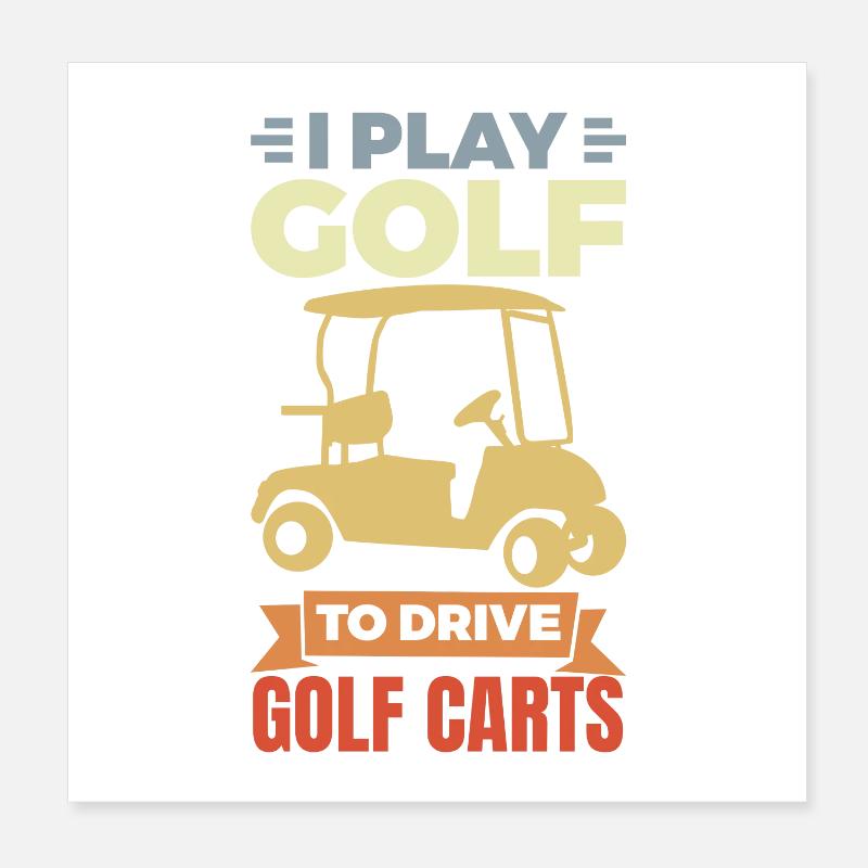 J’adore les voiturettes de golf Poster 20 x 20 cm