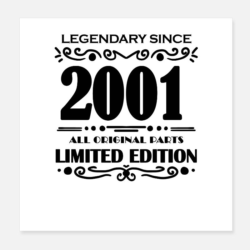 2001 - Né 2001 - Année de construction 2001 Poster 20 x 20 cm