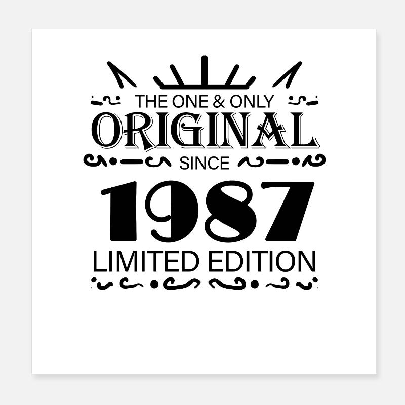 1987 - Année de construction 1987 - Né en 1987 Poster 20 x 20 cm