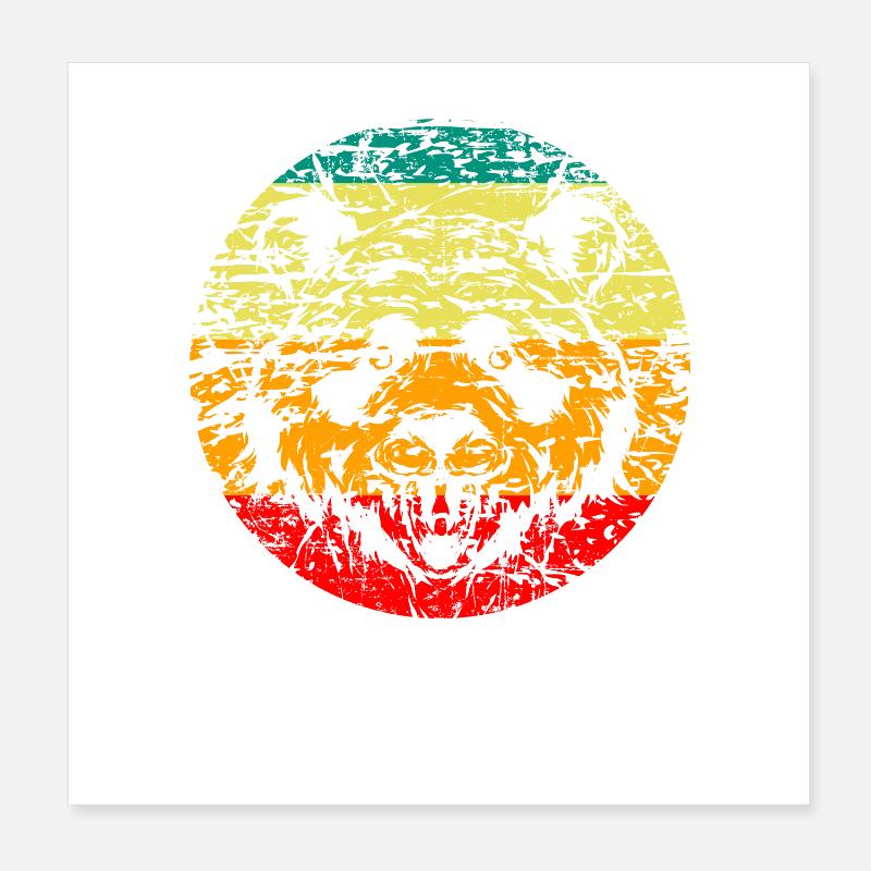 Panda Head rétro Poster 20 x 20 cm