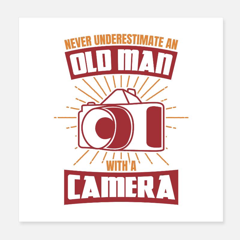 Old man with a camera Poster 8" x 8" (20x20 cm)