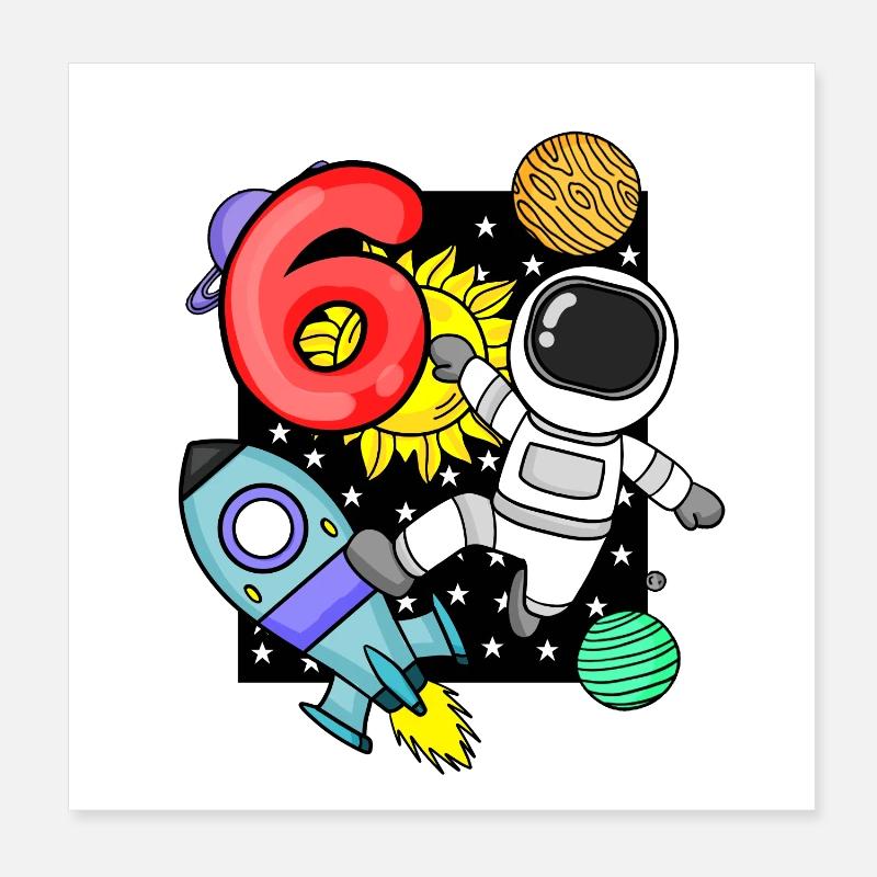 6e anniversaire - 6 ans Jeune astronaute Poster 20 x 20 cm