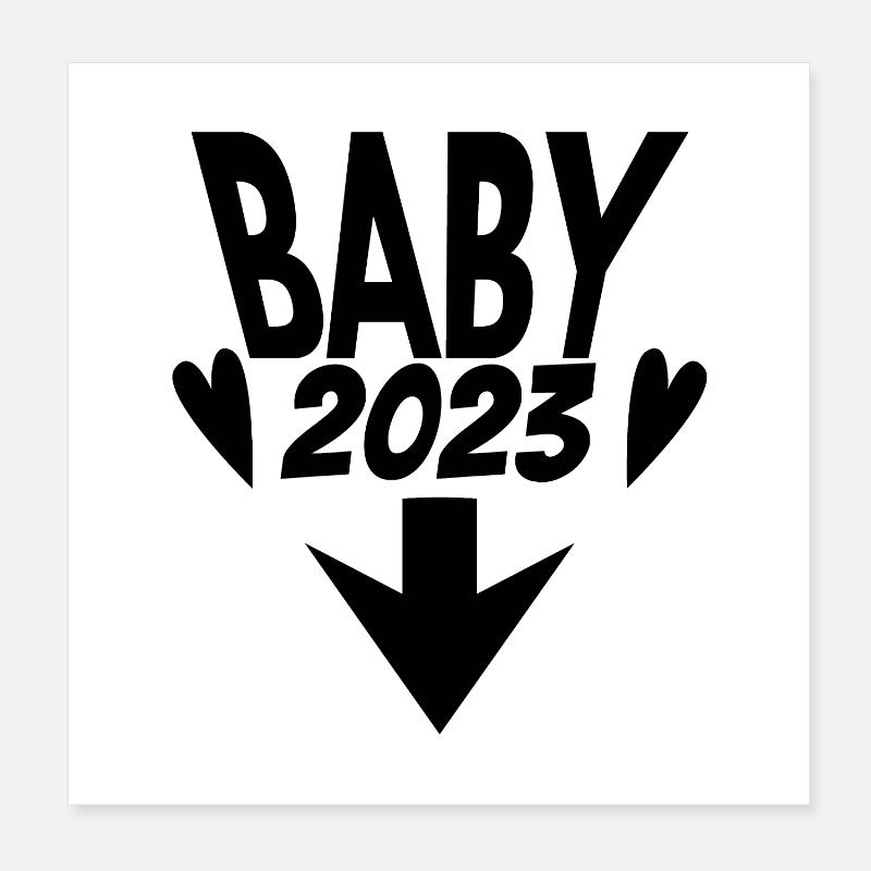 Bébé 2023 - Naissance Enceinte 2023 Grossesse Poster 20 x 20 cm