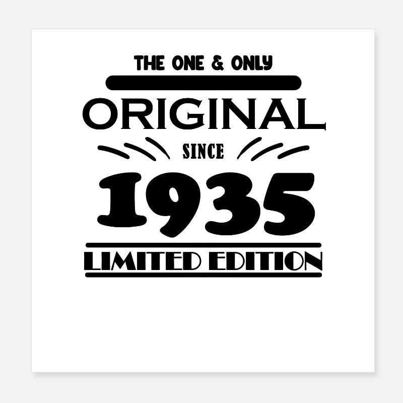 1935 - Année de construction 1935 - Naissance 1935 Poster 20 x 20 cm