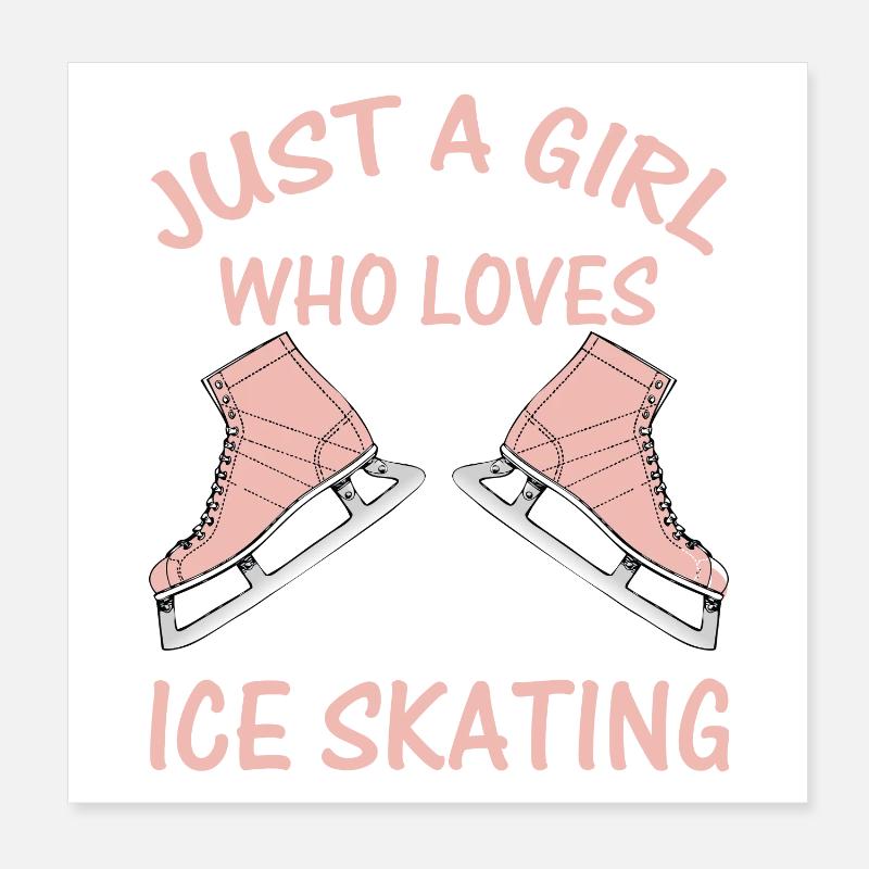Nur ein Mädchen, das Eislaufen liebt Skater Tee Poster 20x20 cm