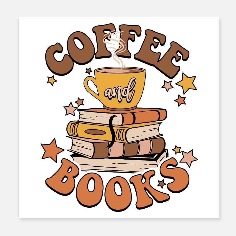 Kaffee und Bücher Poster 20x20 cm
