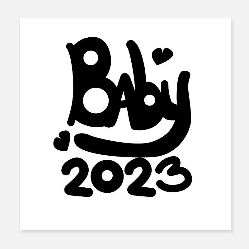 Bébé 2023 - Naissance Enceinte 2023 Grossesse Poster 20 x 20 cm