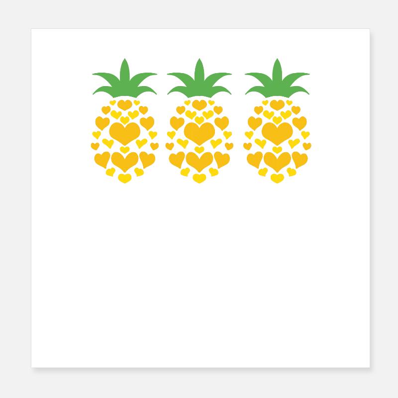 Pineapple Hearts Heart Poster 8" x 8" (20x20 cm)