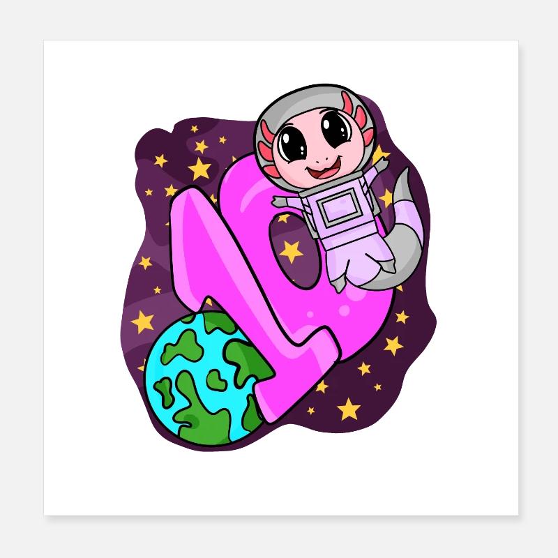 10. Geburtstag 10 Jahre Astronaut Mädchen Geschek Poster 20x20 cm