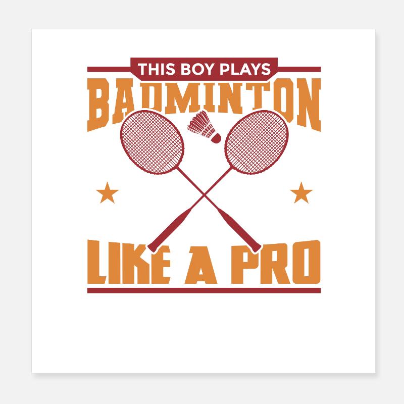 Badminton Junge Poster 20x20 cm