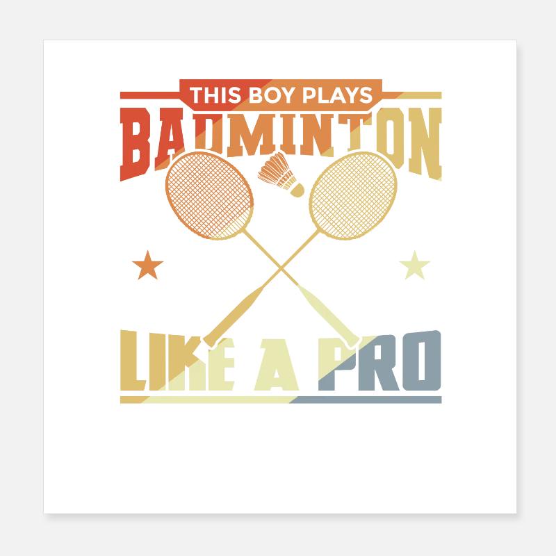 Junge der Badminton spielt Poster 20x20 cm