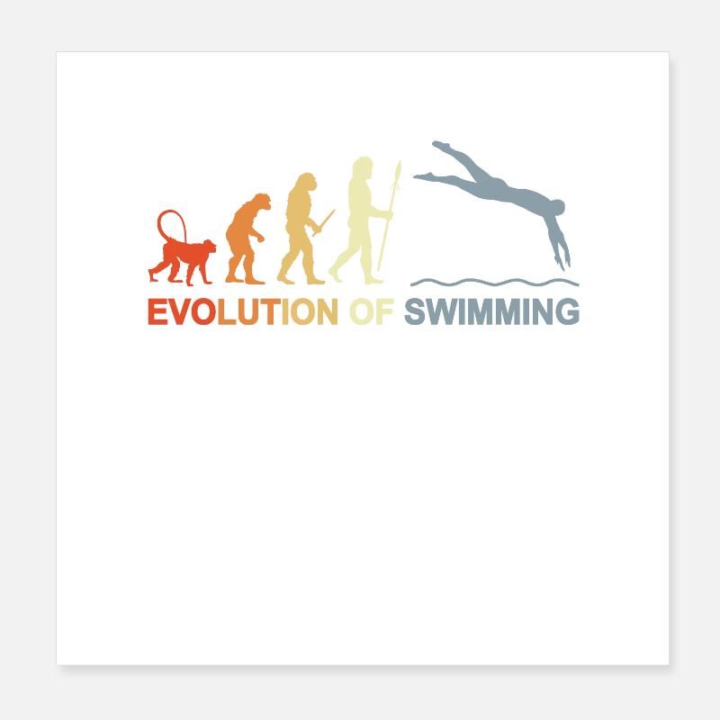 Évolution de la natation Poster 20 x 20 cm