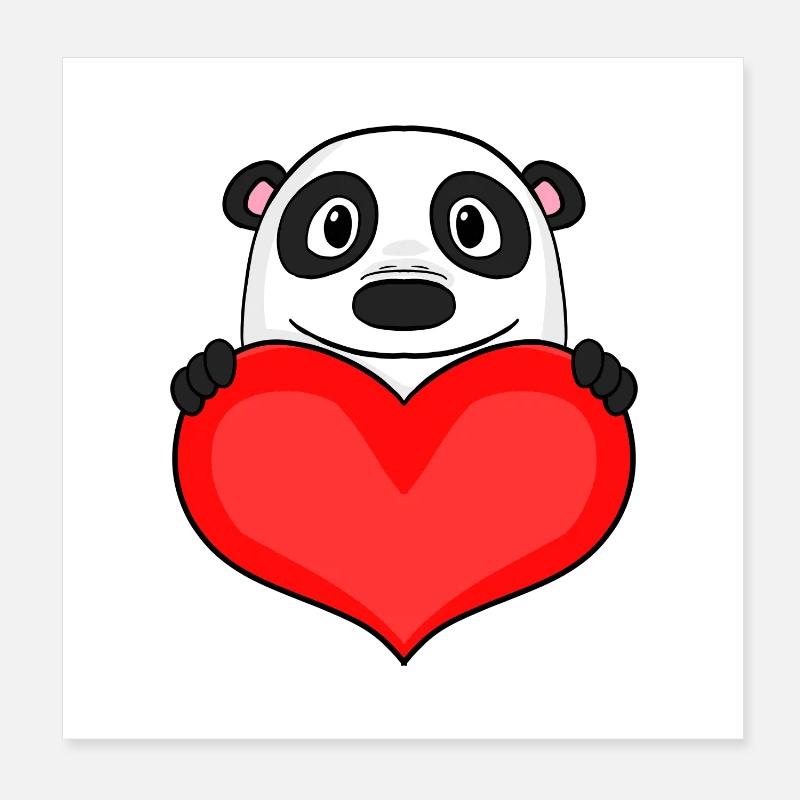 Panda avec cœur - Love Romantic Poster 20 x 20 cm