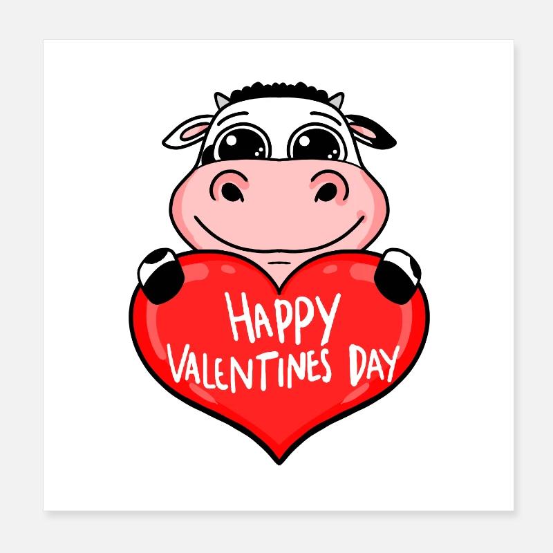 Valentinstag Herz Kuh Poster 20x20 cm