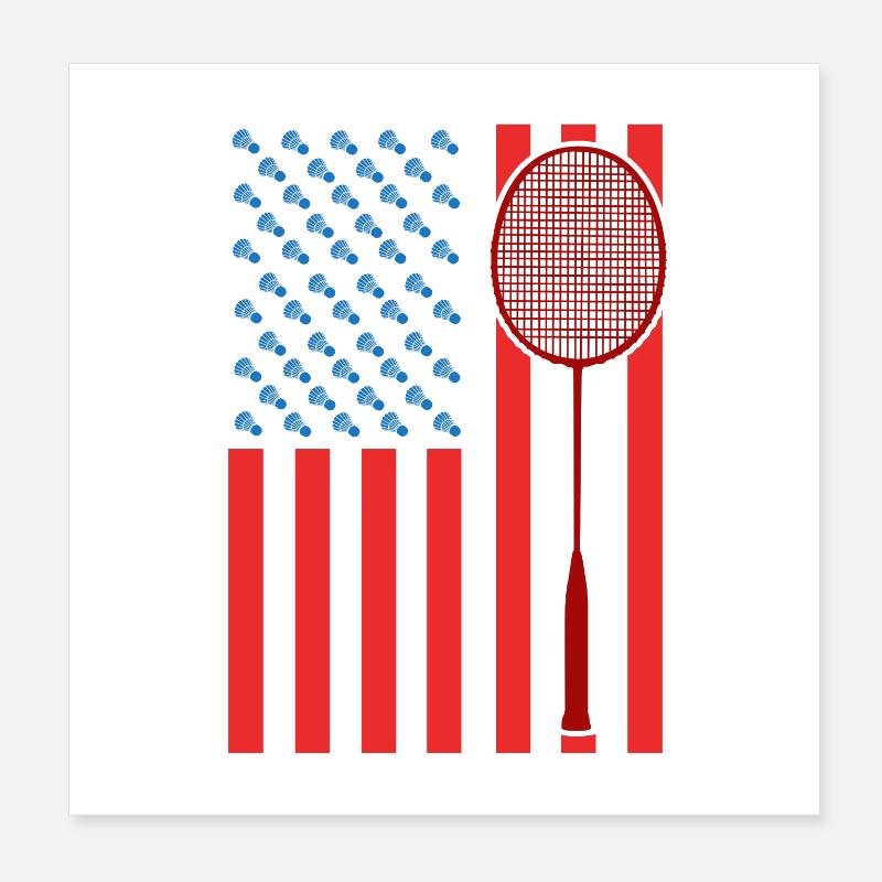 Drapeau de Badminton USA Poster 20 x 20 cm