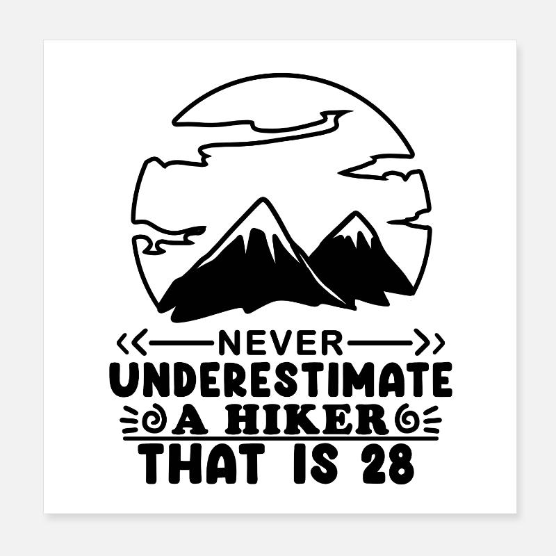 28. Geburtstag Wanderer Poster 20x20 cm