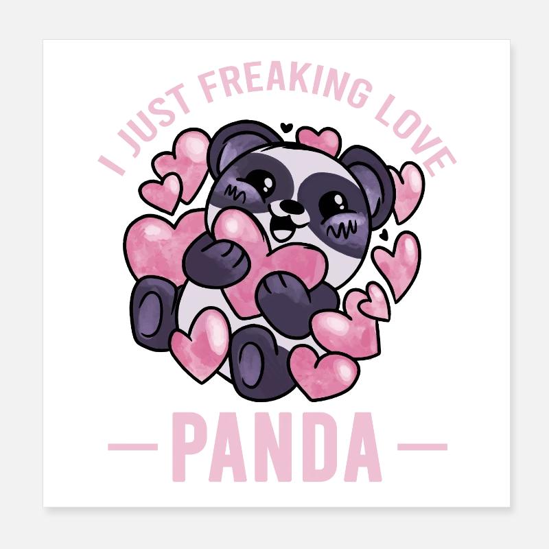 I Freaking Love Panda – Cute Panda Hearts Poster 20x20 cm