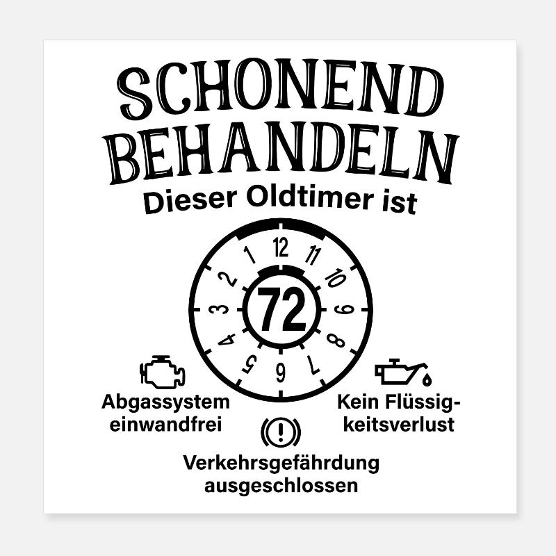 72. Geburtstag Schonend Behandeln Oldtimer Ist 72 Poster 20x20 cm