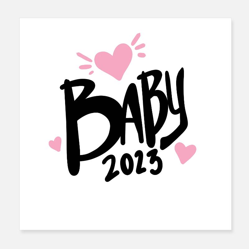 Bébé 2023 - Naissance Enceinte 2023 Grossesse Poster 20 x 20 cm