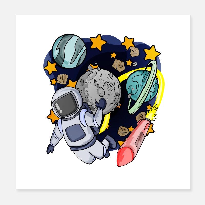 Astronaute dans l’espace Poster 20 x 20 cm