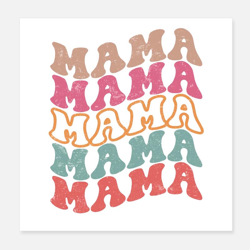 Retro Groovy Mama Zum Muttertag Poster 20x20 cm