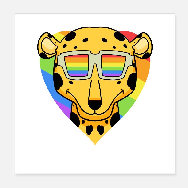 Arc-en-ciel - Guépard avec lunettes Poster 20 x 20 cm