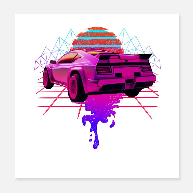 Retro Wave Racing Supercar Poster 20 x 20 cm