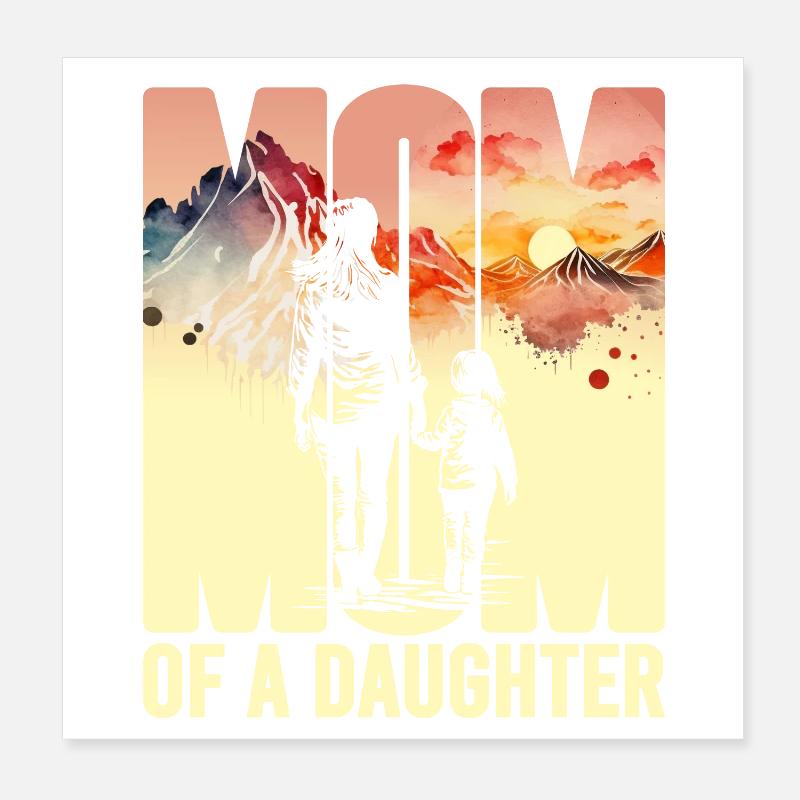 Mutter mit einer Tochter Muttertag Berge Mama Kind Poster 20x20 cm