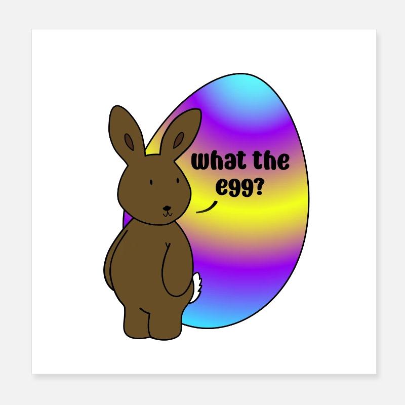 Happy Easter - Easter Bunny with Easter Egg Poster 8" x 8" (20x20 cm)