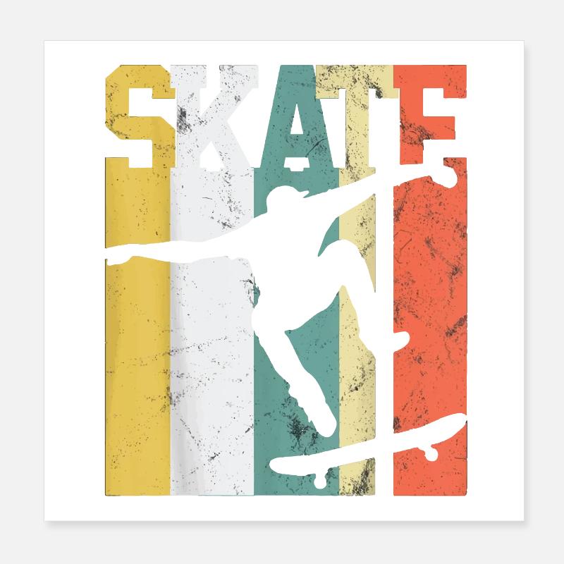 Skate Skateboarder Cadeau Skateboard Rétro Poster 20 x 20 cm