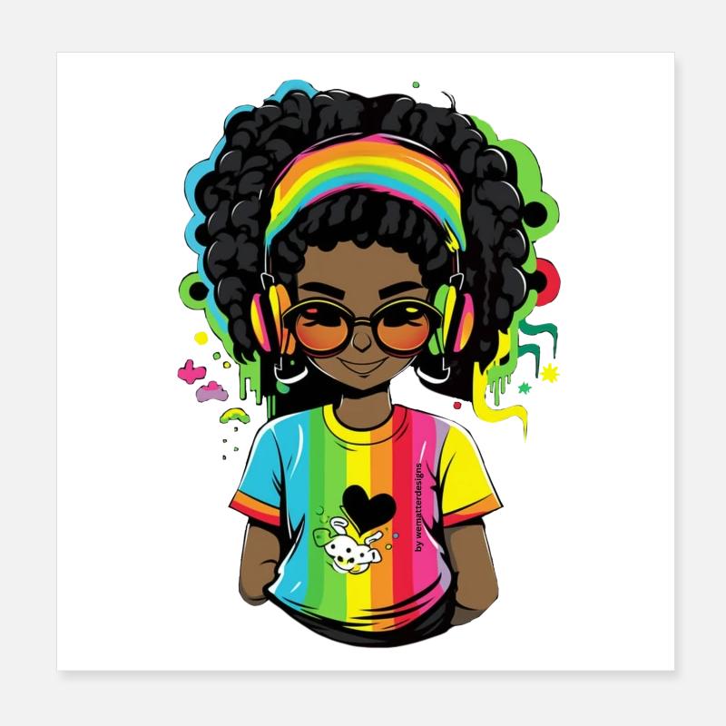 Pull reggae lumineux avec motif arc-en-ciel Poster 20 x 20 cm