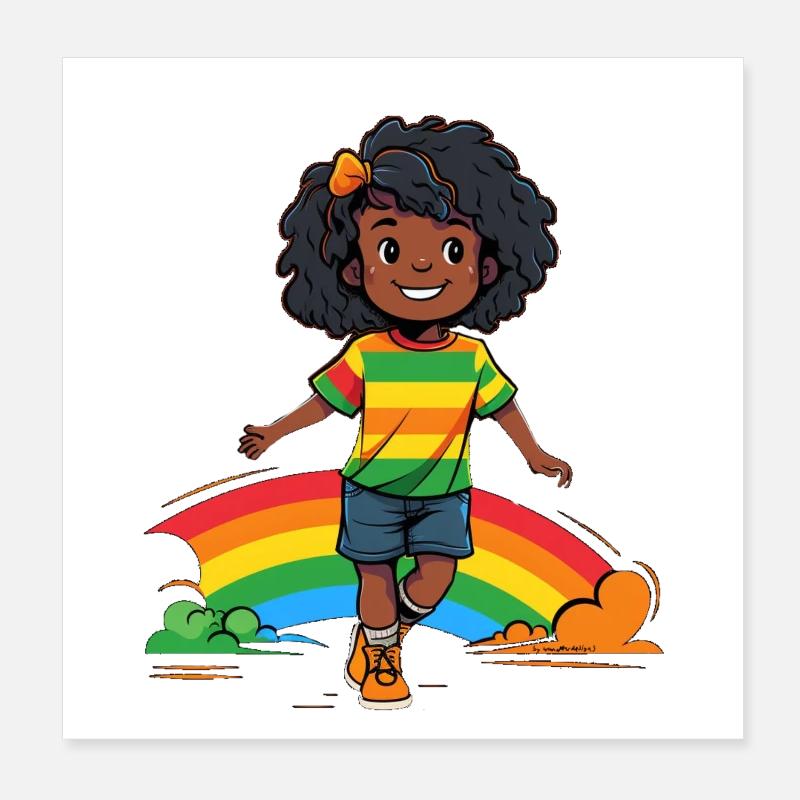 Lebendige Regenbogen Kinderdesign Poster 20x20 cm