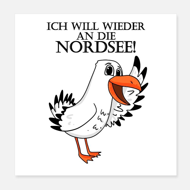 Nordsee Spruch Möwe Poster 20x20 cm