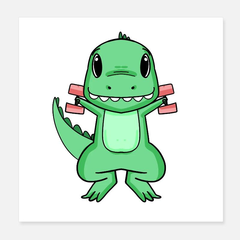 Dino Dumbbell Training Strength Training Gift Poster 20 x 20 cm