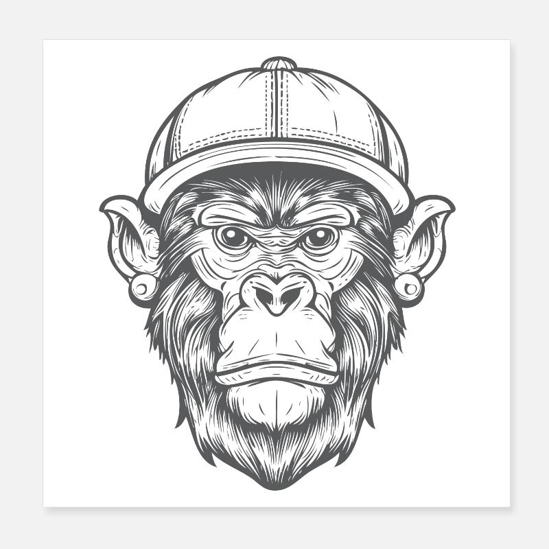 Singe Funky Poster 20 x 20 cm