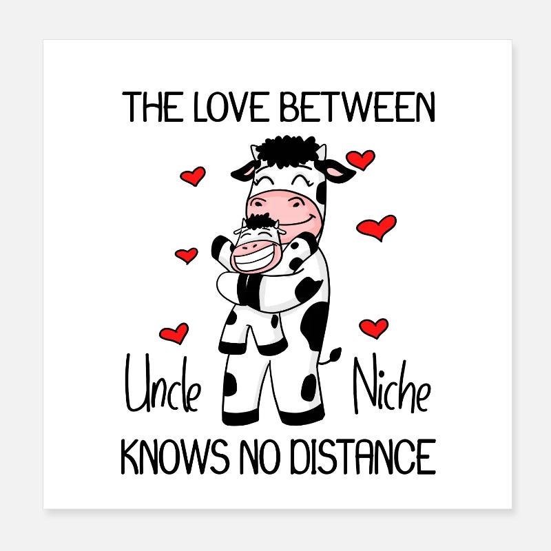 Onkel und Nichte Liebe Kuh Geschenk Poster 20x20 cm