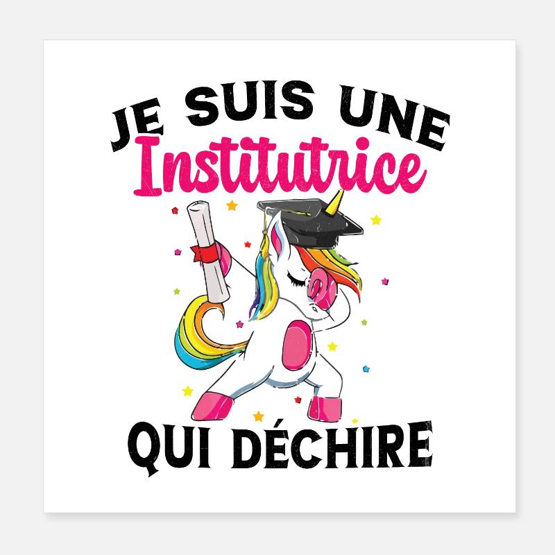 Femme Institutrice Qui Déchire Idée Enseignant Poster 20 x 20 cm