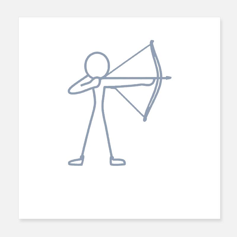 Stick figure bow archery archer Poster 8" x 8" (20x20 cm)