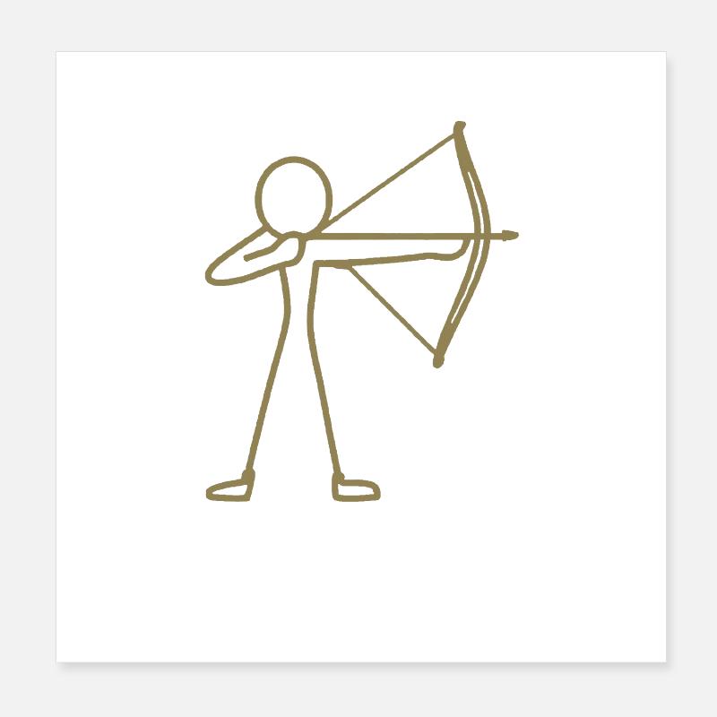 Stick figure bow archery archer Poster 8" x 8" (20x20 cm)