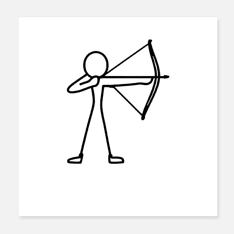 Strichmännchen Bogen Bogenschießen Bogenschütze Poster 20x20 cm