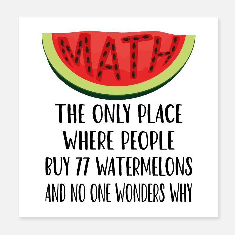 Mathématiques et pastèques amusants Poster 20 x 20 cm