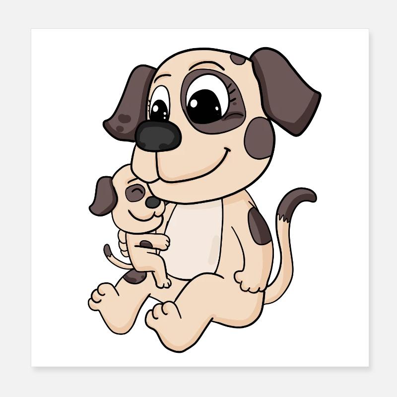Famille de chiens - Chien avec bébé Poster 20 x 20 cm