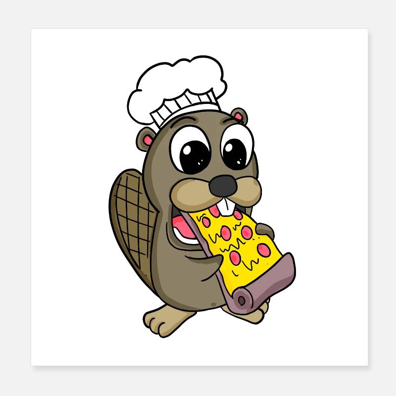 Pizza au castor gourmet Poster 20 x 20 cm