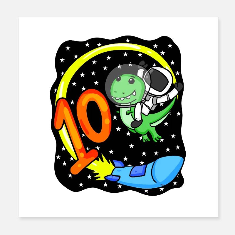 10 Birthday Boy Astronaut - dix ans Poster 20 x 20 cm