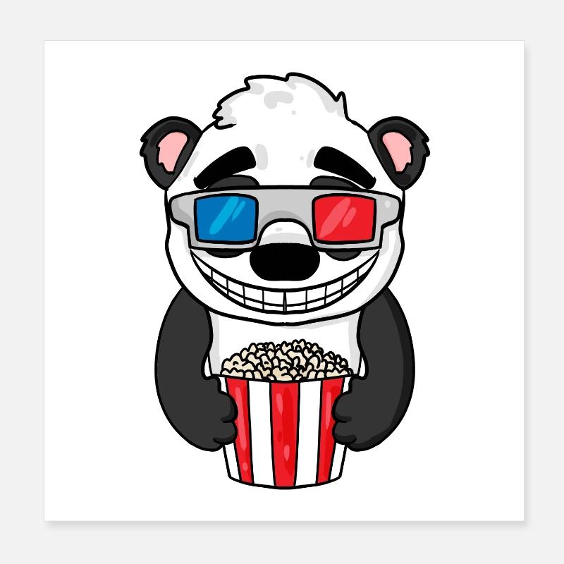 Panda Bear Popcorn Cinéma Poster 20 x 20 cm