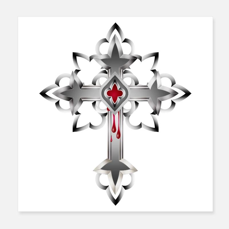 croix saignante faite d’éléments gothiques Poster 20 x 20 cm