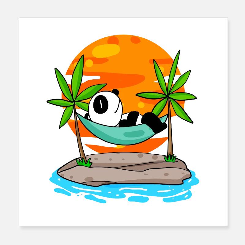 Panda sur la plage Poster 20 x 20 cm