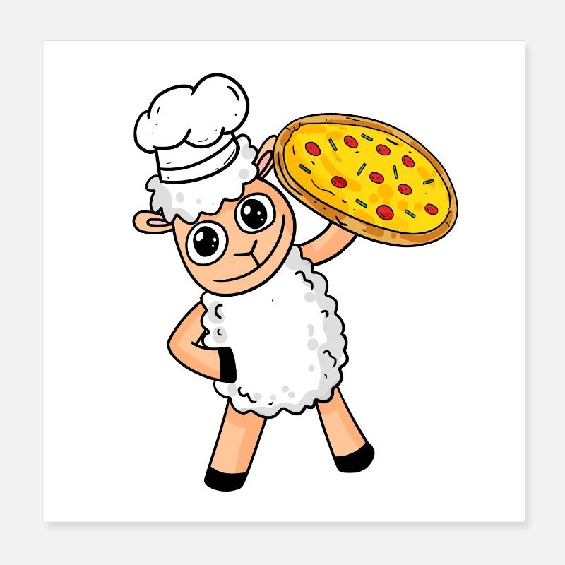 Pizzabäcker Pizza Koch Schaf Italien Poster 20x20 cm
