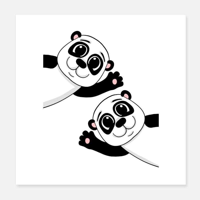 Cute pandas Poster 8" x 8" (20x20 cm)